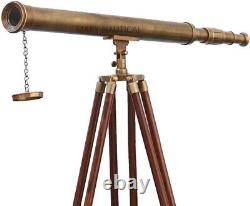 Antique Brass Polish Telescope Adjustable Tripod Stand Nautical Collectible Item