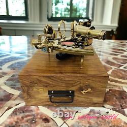 Antique Brass Polished 10 Sextant Marine Collectible Ship Astrolabe With Box