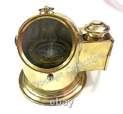Antique Brass Polished Helmet Gimbaled Compass Nautical Ship Boat Oil Lamp