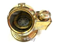 Antique Brass Polished Helmet Gimbaled Compass Nautical Ship Boat Oil Lamp