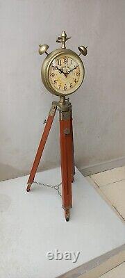 Antique Brass Polished Tripod Bell Clock