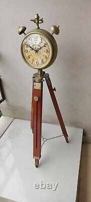 Antique Brass Polished Tripod Bell Clock