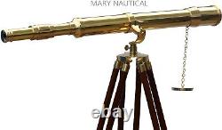 Antique Brass Polished Tripod Telescope Single Barrel Maritime Reflex Scope