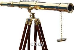 Antique Brass Polished Tripod Telescope Single Barrel Maritime Reflex Scope