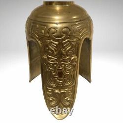 Antique Brass Taotie Mask Pillar Candle Holder Handmade Archaic China 14
