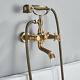Antique Brass Wall Mount Clawfoot Bath Tub Faucet With Hand Shower Mixer Tap