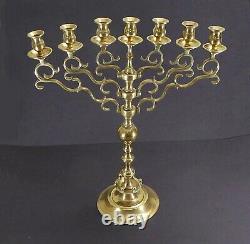 Antique Brass candelabra MENORAH with rotating branches Judaica Poland