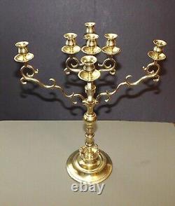 Antique Brass candelabra MENORAH with rotating branches Judaica Poland