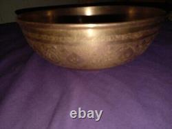 Antique Brass/copper Hand Tooled Etched Bowl Rare'8×3.5 Inches Polished