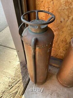 Antique CHILDS O. J. Childs & Co. Polished Copper /Brass Fire Extinguisher