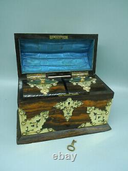 Antique Coromandel Polished Brass Mounted Locking Tea Caddy. Farthing & Cornhill