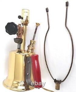 Antique Decorative Upcycled Welding Blow Torch Electric Lamp Polished Brass