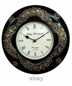 Antique Design Brass Finish Polished Wooden Royal Elegant Wall Clock 2x12 inch