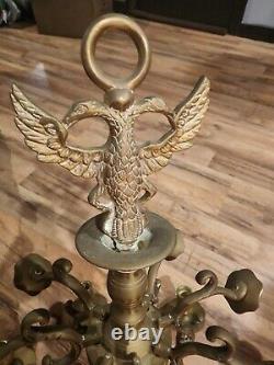 Antique Dutch Rose solid brass chandelier