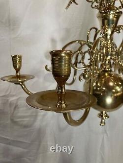 Antique Dutch Rose solid brass chandelier