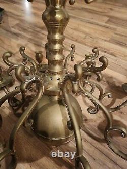 Antique Dutch Rose solid brass chandelier