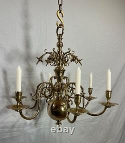 Antique Dutch Rose solid brass chandelier