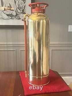 Antique Empty ELKHART Copper Brass Fire Extinguisher Polished to Perfection