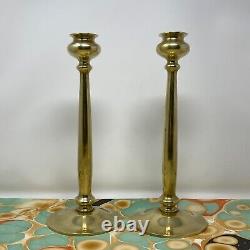 Antique English Craft Movement Solid Brass 12 Candlesticks c. 1910