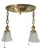 Antique Flush Mount Polished Brass 2-light Chandelier 1920s