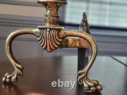 Antique French Empire Flame Andirons Polished Impressive