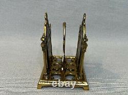 Antique Gilt Ornate Polished Brass Letter / Napkin Holder, 5 Wide, 5 High
