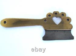 Antique Handmade Polished Steel & Brass Long Handle Food Chopper with Heart 1800's