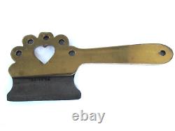 Antique Handmade Polished Steel & Brass Long Handle Food Chopper with Heart 1800's