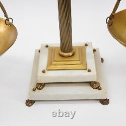 Antique Hanging Balance Scale Solid Brass Polished Natural Stone Marble Justice