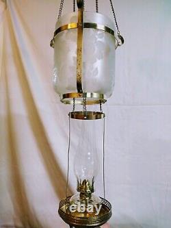 Antique Hanging Oil Lamp Hall Library