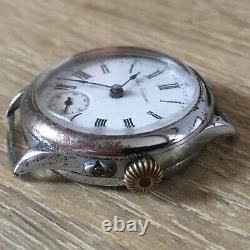 Antique IWC Schaffhausen cal. 64 Aug Ericsson wristwatch enamel dial chromed case