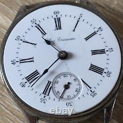 Antique IWC Schaffhausen cal. 64 Aug Ericsson wristwatch enamel dial chromed case