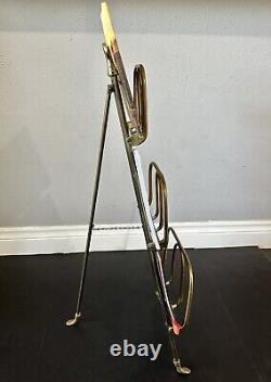 Antique Magazine Rack, Polished Steel and Brass