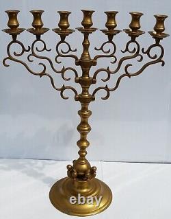 Antique Menorah Polish Brass Rotating Arms 7 Branch 1890s 22 Hanukkah