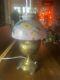 Antique Ornate Brass Oil Lamp & Hand Painted Shade, Non Explosive Lamp Co