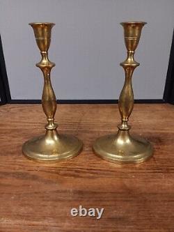 Antique Pair of Solid Brass 10 Candlesticks