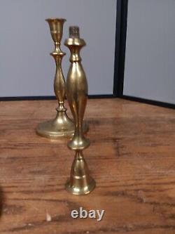 Antique Pair of Solid Brass 10 Candlesticks