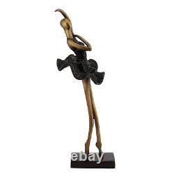Antique Polished Brass Dancing Girl Statue for Home Office Decor Gift 9x9x30 cm