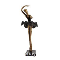 Antique Polished Brass Dancing Girl Statue for Home Office Decor Gift 9x9x30 cm
