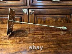 Antique Rare Polished Brass Rake Fireplace Tool, 13 1/4 Long, 5 x 3 3/4