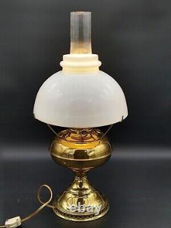 Antique Rayo Standard Brass Stand Oil Lamp Electrified