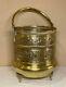 Antique Repoussé Brass Footed Fireplace Bucket Firewood Kindling Log Holder