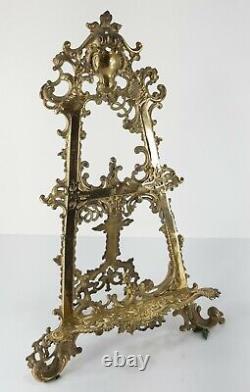 Antique Rococo Revival Style Polished Brass Table Display Easel 19th/20th