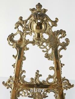 Antique Rococo Revival Style Polished Brass Table Display Easel 19th/20th