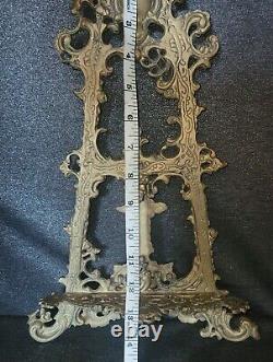 Antique Rococo Revival Style Polished Brass Table Display Easel 19th/20th 15 H