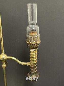 Antique Student Lamp frame From Manhattan Brass Co Solid Brass Oil Lamp c 1879