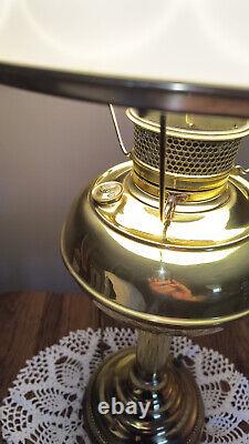 Antique Tall Polished Brass Kerosene Lamp-electrified-with Glass Shade