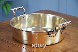 Antique Victorian Polished Copper & Brass Jam Pan Pot Tray With Handles C1850