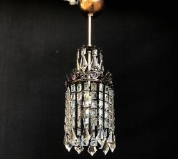 Antique Vintage Crystal Chandelier Lighting Brass Ceiling Pendant Fixture