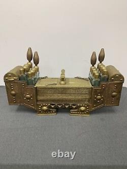 Antique Vintage Ottoman Istanbul Shoe Shine Box Brass With Polish Containers/